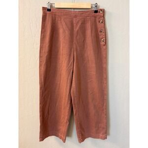 Free People Clean Mod Utility Crop Wide Leg Pant Mauve Brown Size 10